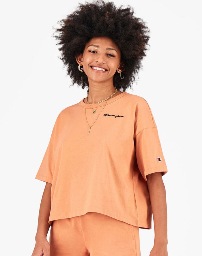 Champion Womens T-Shirt NZ - Back Sunrise Print Orange ( 4397-GLTVQ )